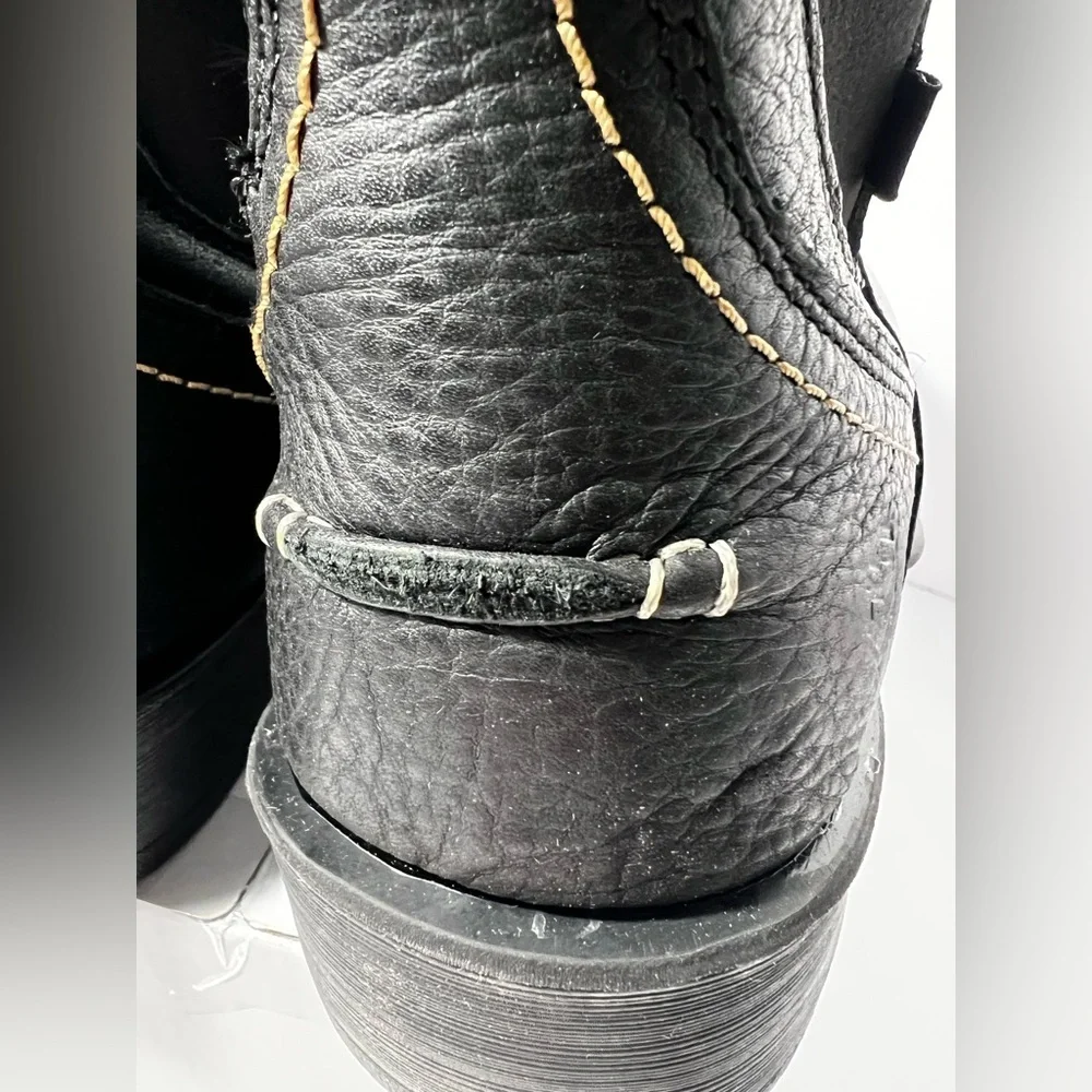 Sureway‎ Steel Toe Work Boots Black Tumbled Leather Slip On Safety Boots Mens 9